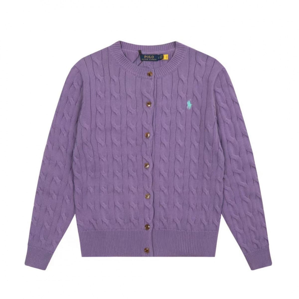 Смахиваемый код ~ Трансграничный RL пони с вышивкой круглым вырезом сплошной цвет с длинными рукавами трикотажный кардиган...