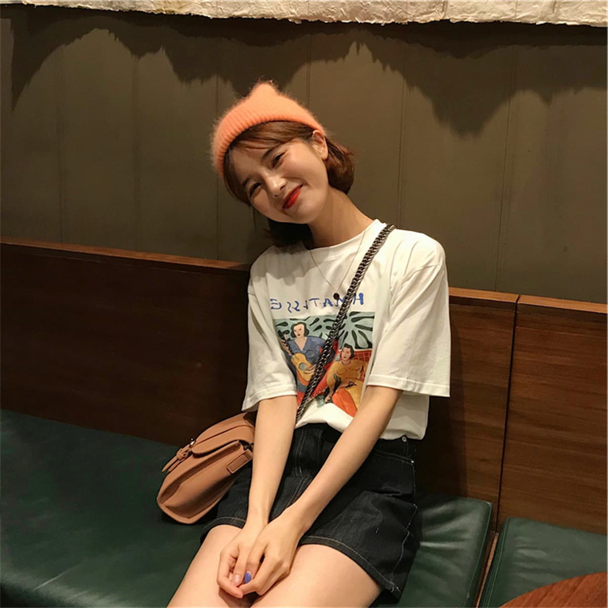 Популярная рекомендация по дропшиппингу: женская футболка из чистого хлопка с короткими рукавами и принтом, круглый вырез,...