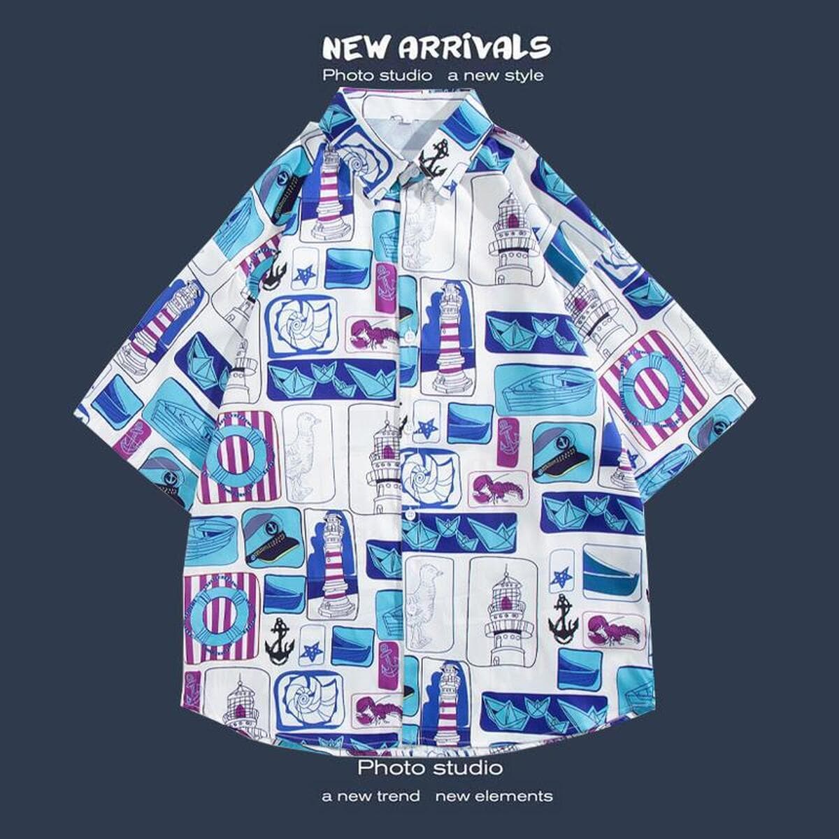 Рубашка с короткими рукавами и цветочным принтом, островной Хайнань, пляжный гонконгский стиль, стиль Sanya Xiawei, тайская...