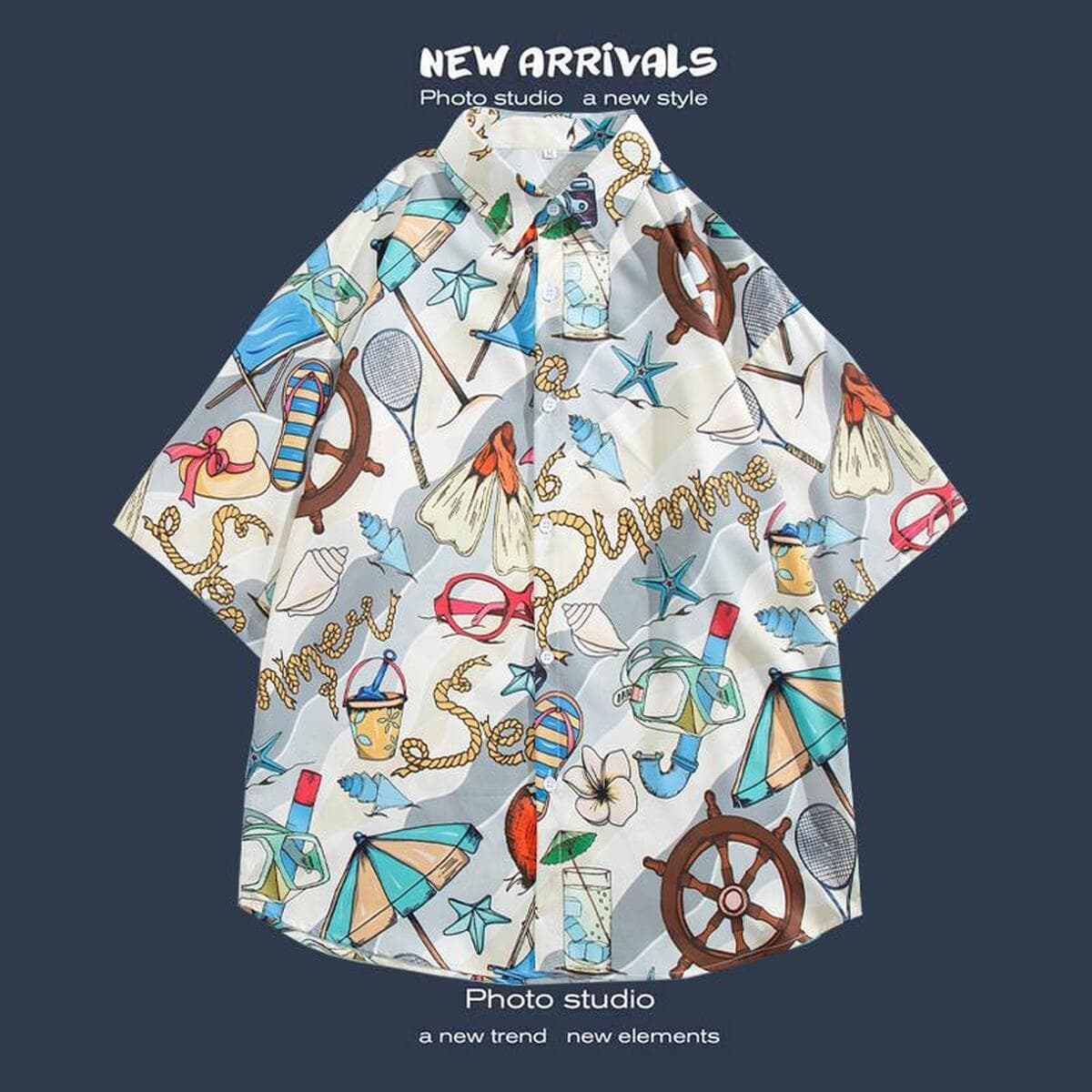 Рубашка с короткими рукавами и цветочным принтом, островной Хайнань, пляжный гонконгский стиль, стиль Sanya Xiawei, тайская...