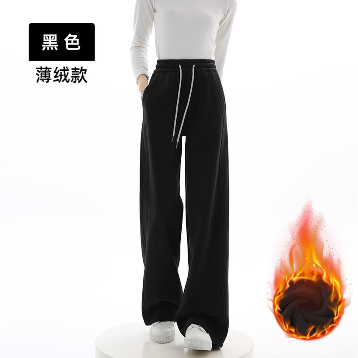 Широкие брюки в стиле Lulu для женщин, осенне-зимние повседневные прямые брюки на флисовой подкладке, спортивные брюки с...