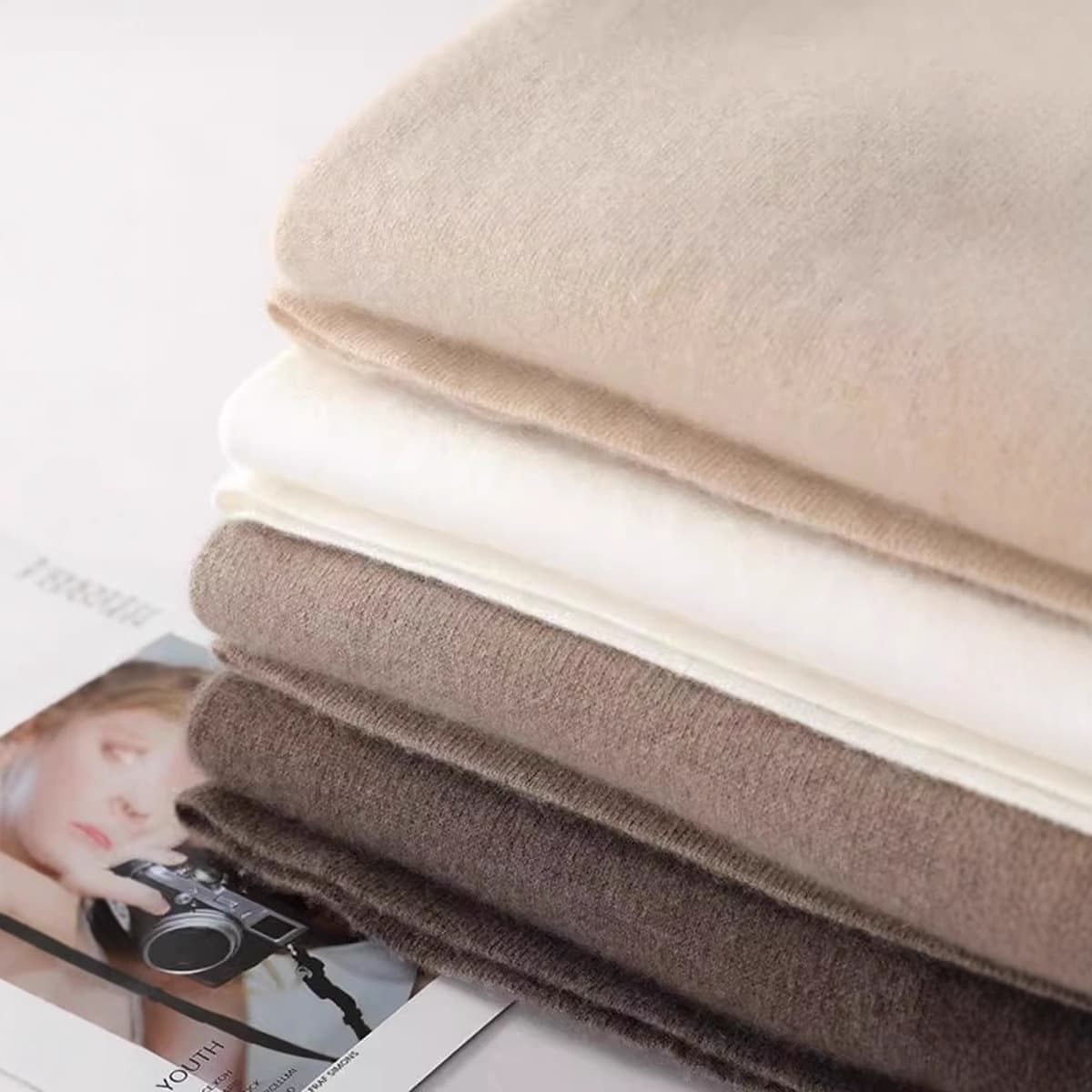 Ордос осень и зима шерстяные вязаные свободные прямые брюки женские кашемировые широкие брюки