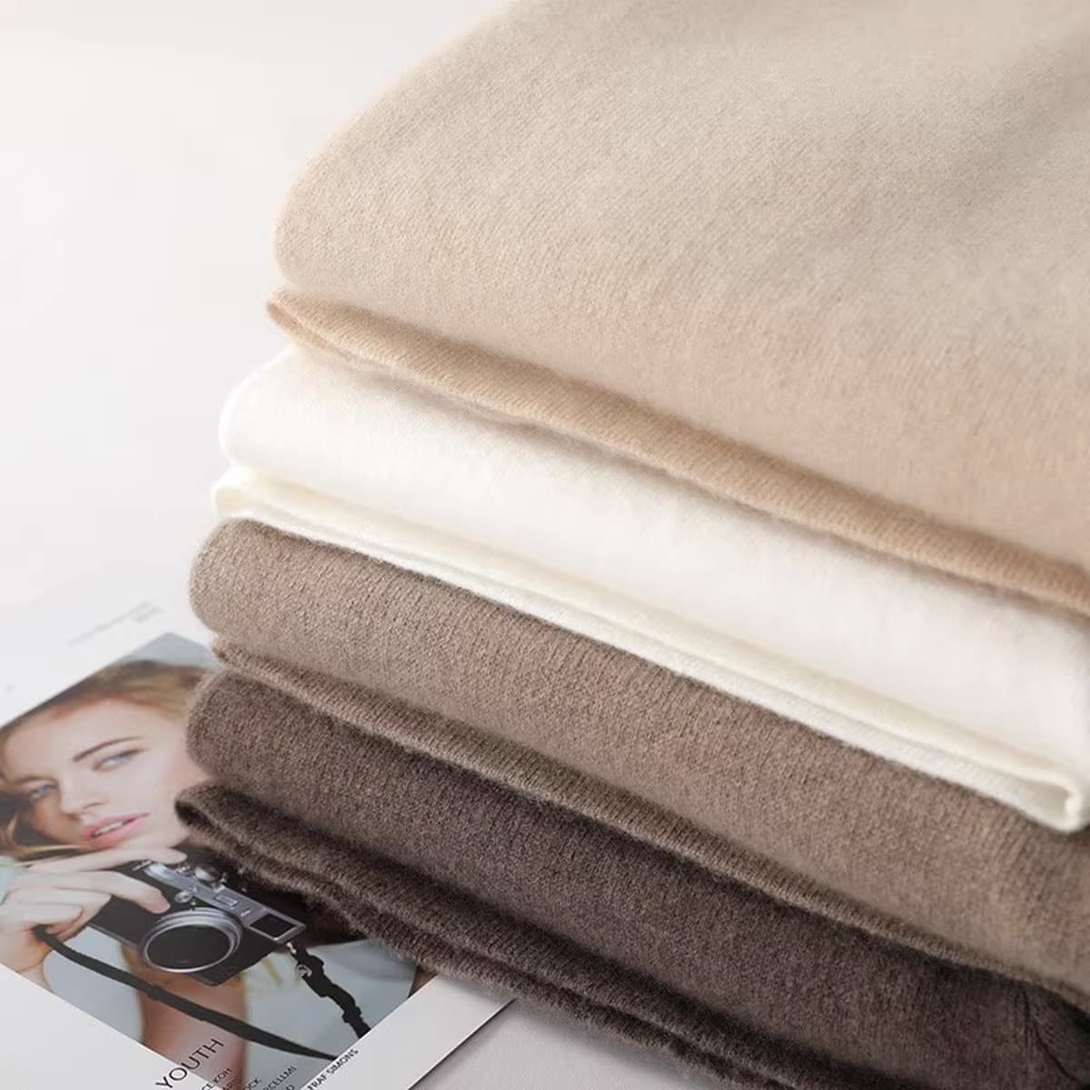 Ордос осень и зима шерстяные вязаные свободные прямые брюки женские кашемировые широкие брюки