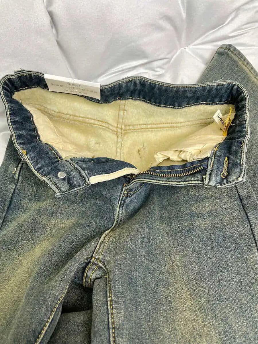 Американские ретро-джинсы синего цвета на флисовой подкладке для женщин, слегка расклешенные, новый зимний стиль, слегка...