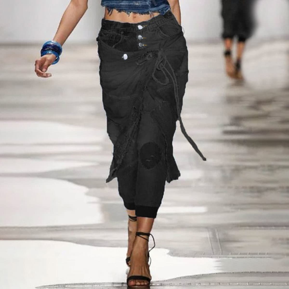 Модные женские джинсы с высокой талией, рваные, на шнуровке, облегающие, в рубчик, для трансграничной торговли на Amazon