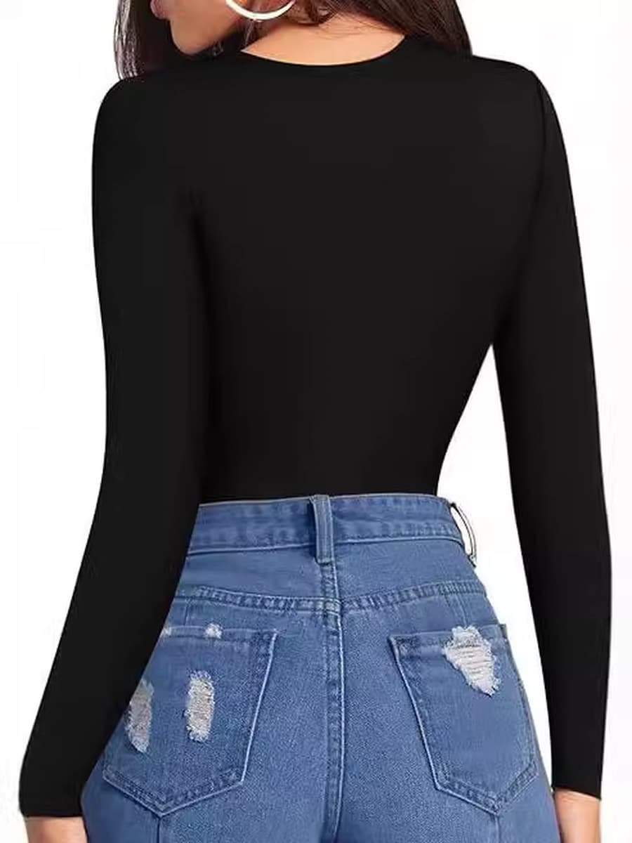 Облегающий комбинезон в европейском и американском стиле для женщин, женское треугольное боди из молочного шелка с длинными...