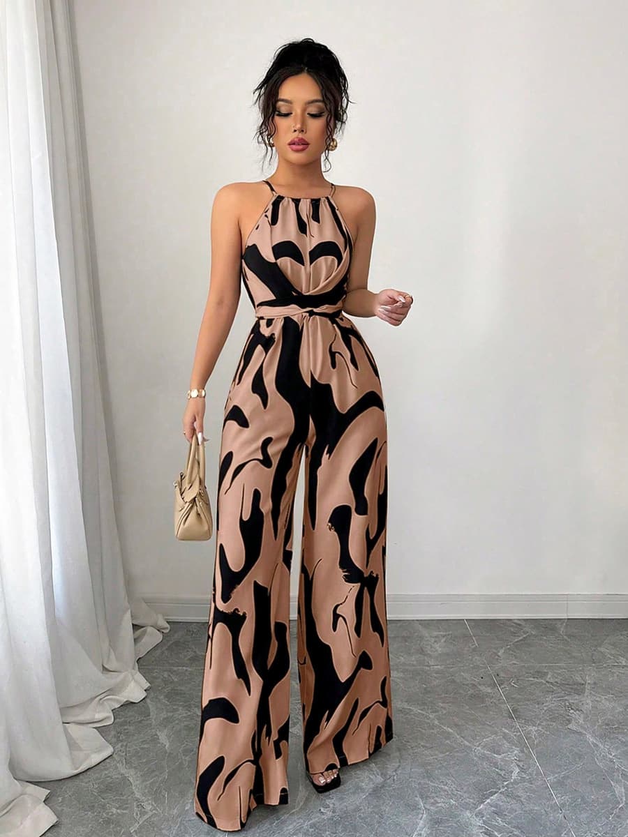 Летний комбинезон-халтер с кружевной завязкой Ruihu, экспортный, 2025 года, в европейско-американском стиле, с молочным...