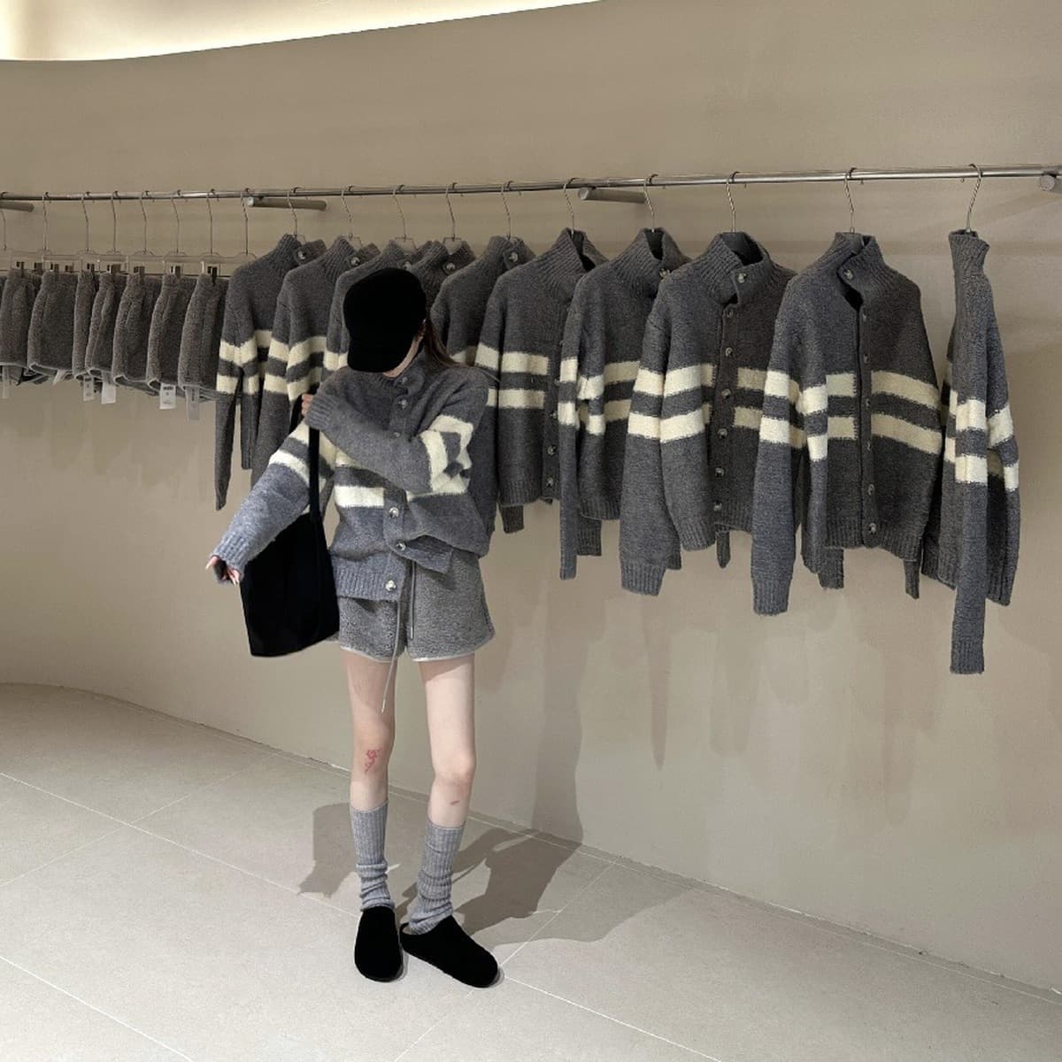 Корейский трикотажный кардиган куртка с половинным вырезом