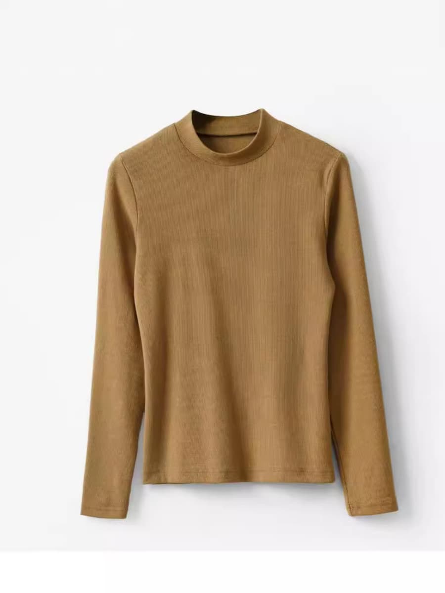 300 Kexo из древесного волокна женские резьбовые полувысокие воротники с длинными рукавами футболка сплошной цвет нижняя...