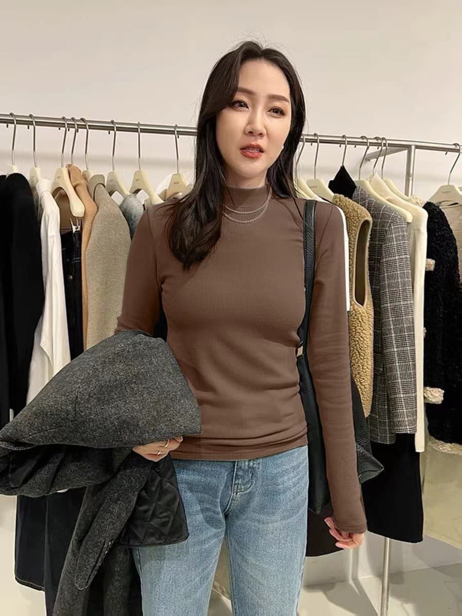 Женская базовая футболка в стиле «босс-леди», осенне-зимняя версия, на флисовой подкладке, утолщенная бархатом, с длинными...