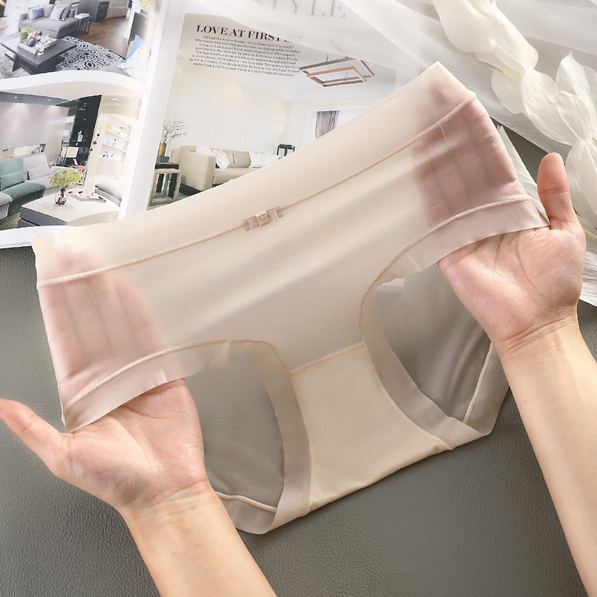 Нижнее белье Paulina женское летнее бесшовное белье из тонкого ледяного шелка средней талии дышащее сексуальное кружевная...