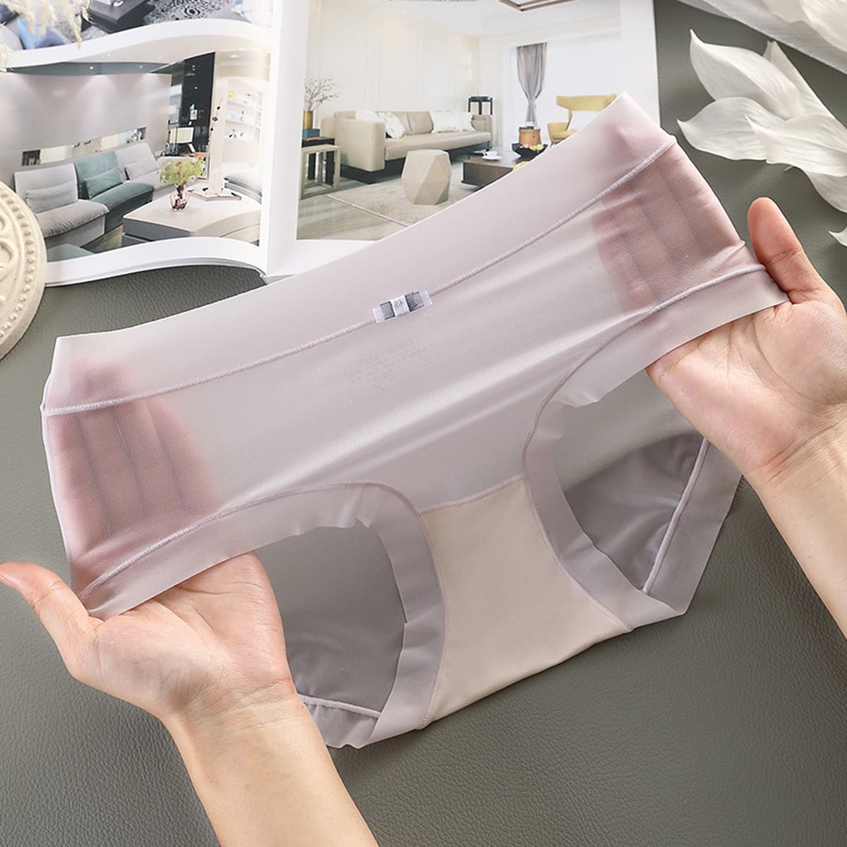 Нижнее белье Paulina женское летнее бесшовное белье из тонкого ледяного шелка средней талии дышащее сексуальное кружевная...