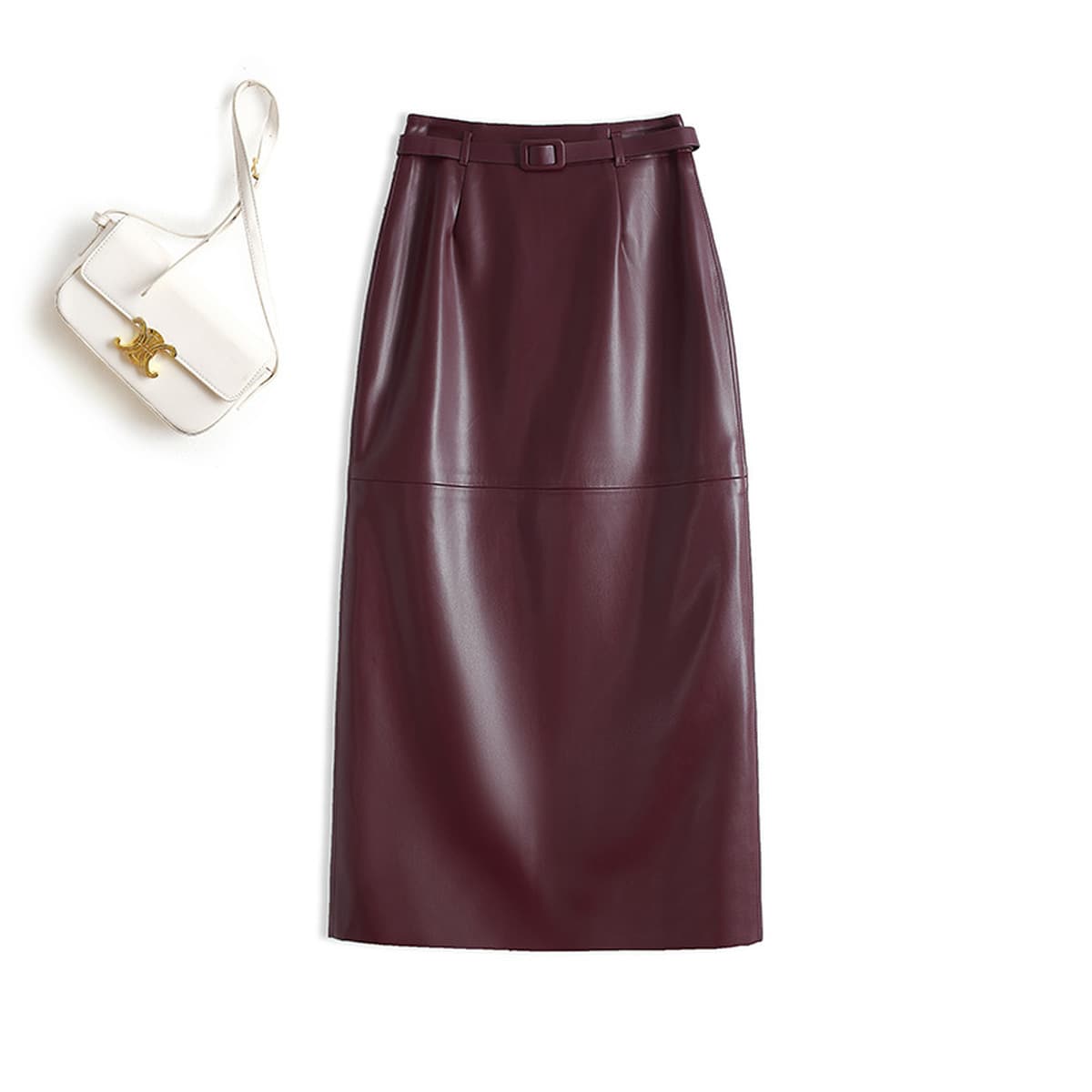 Юбка из натуральной кожи для женщин, новинка 2025 года, осенне-зимняя, с высокой талией, стройнящая, средней длины, с...