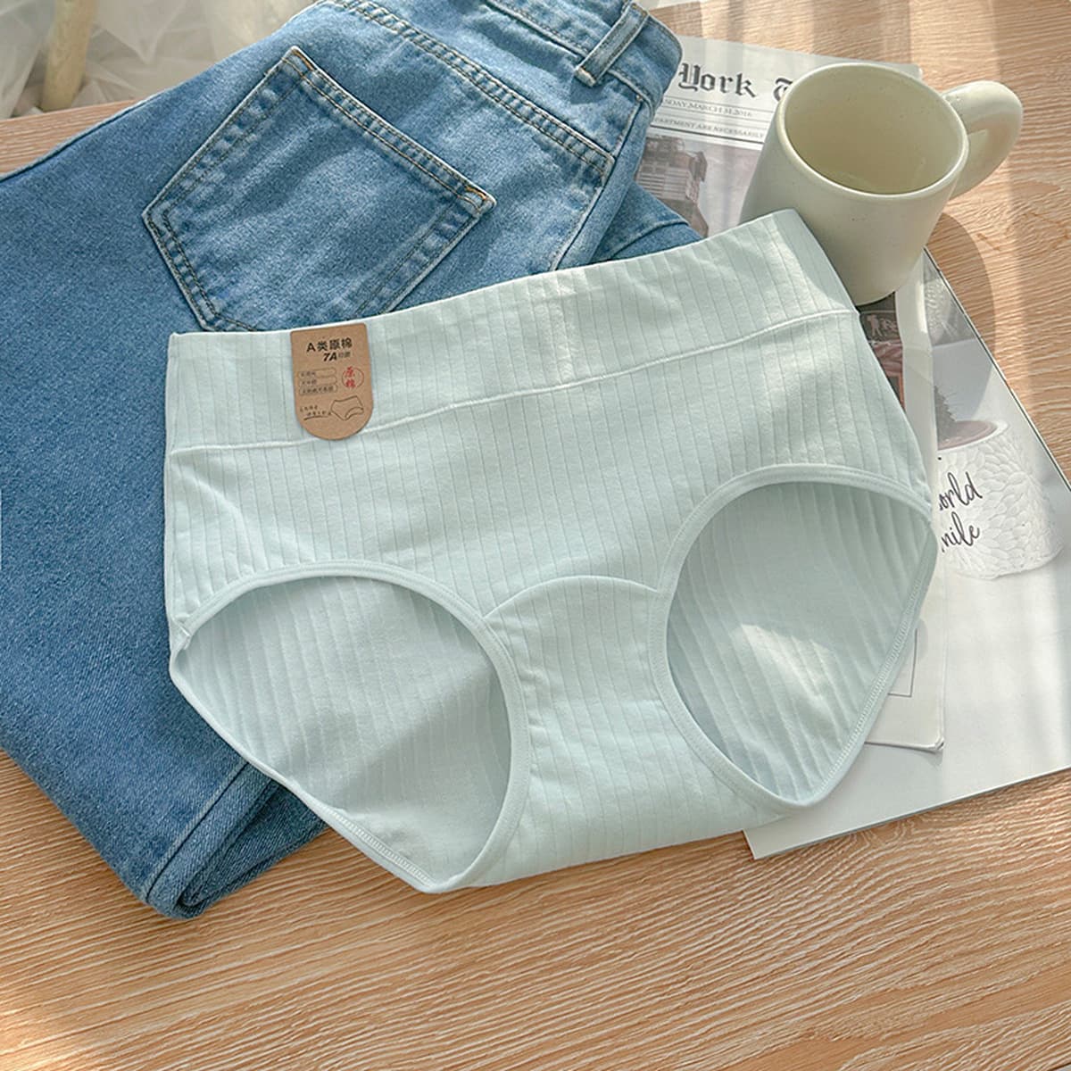 Женские трусики большого размера хлопок 7A бактериостатическое удлинение промежности 2025 новый хлопок с высокой талией...