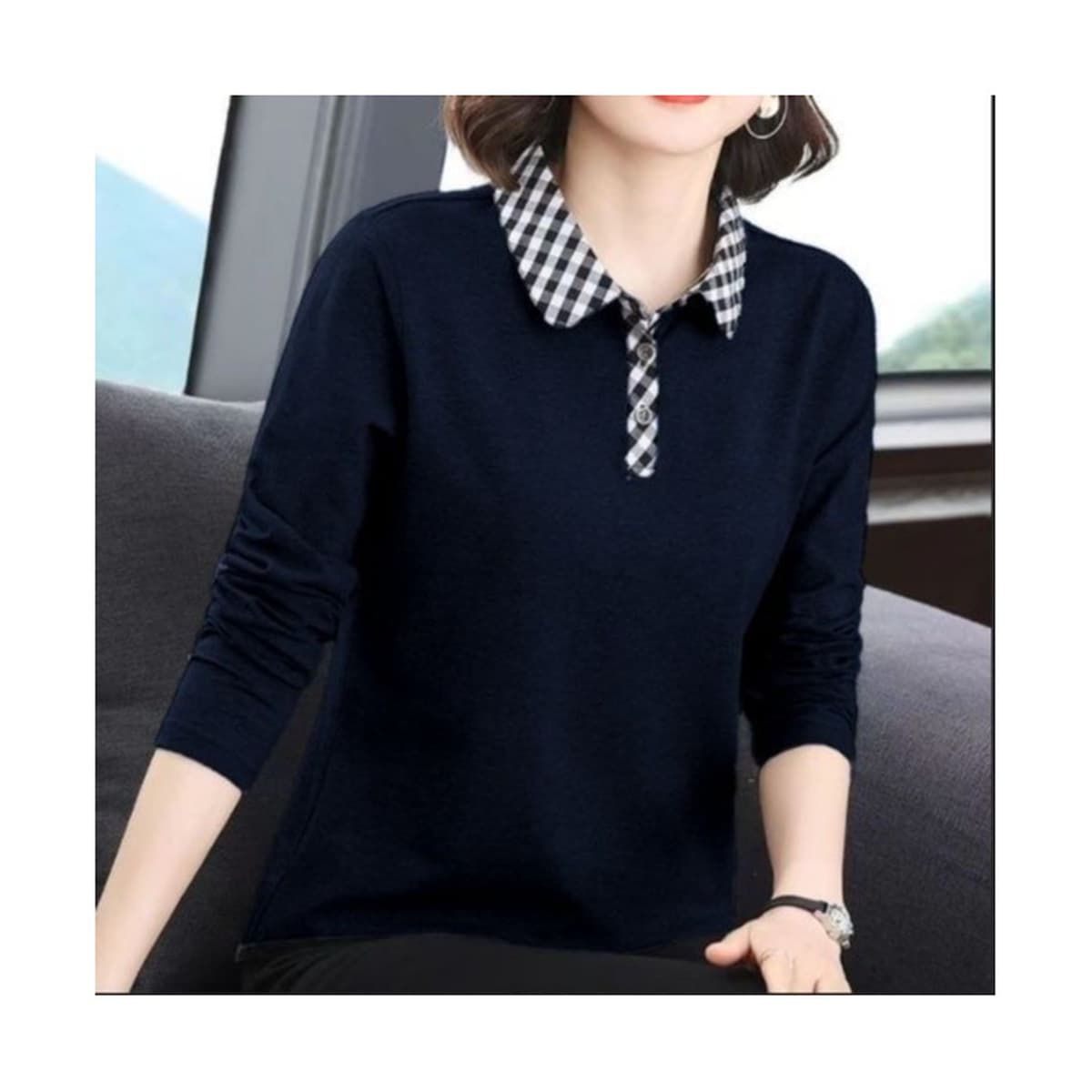 Женская элегантная рубашка с длинным рукавом, оптовая торговля, весна-осень 2025, большой размер, одежда для мам, поло, с...