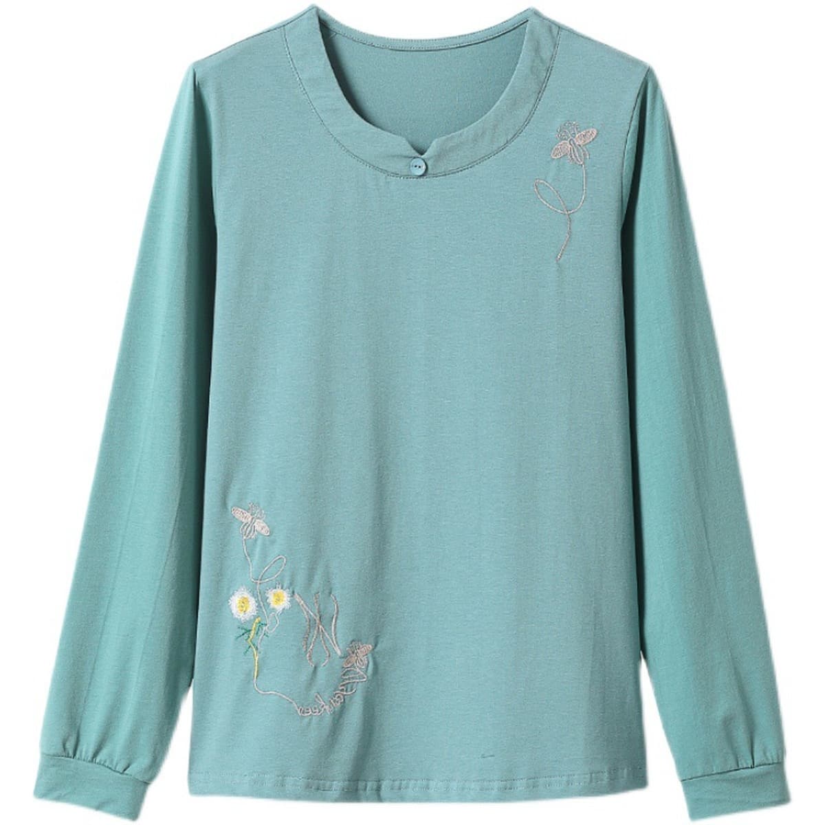 Весенняя одежда для женщин среднего и старшего возраста 2025: новые вышитые топы из чистого хлопка, оптовая продажа женской...