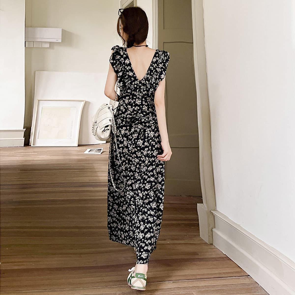 25-й день! Черное платье с цветочным принтом Rose Island, женственная утягивающая юбка средней длины с высокой талией и...