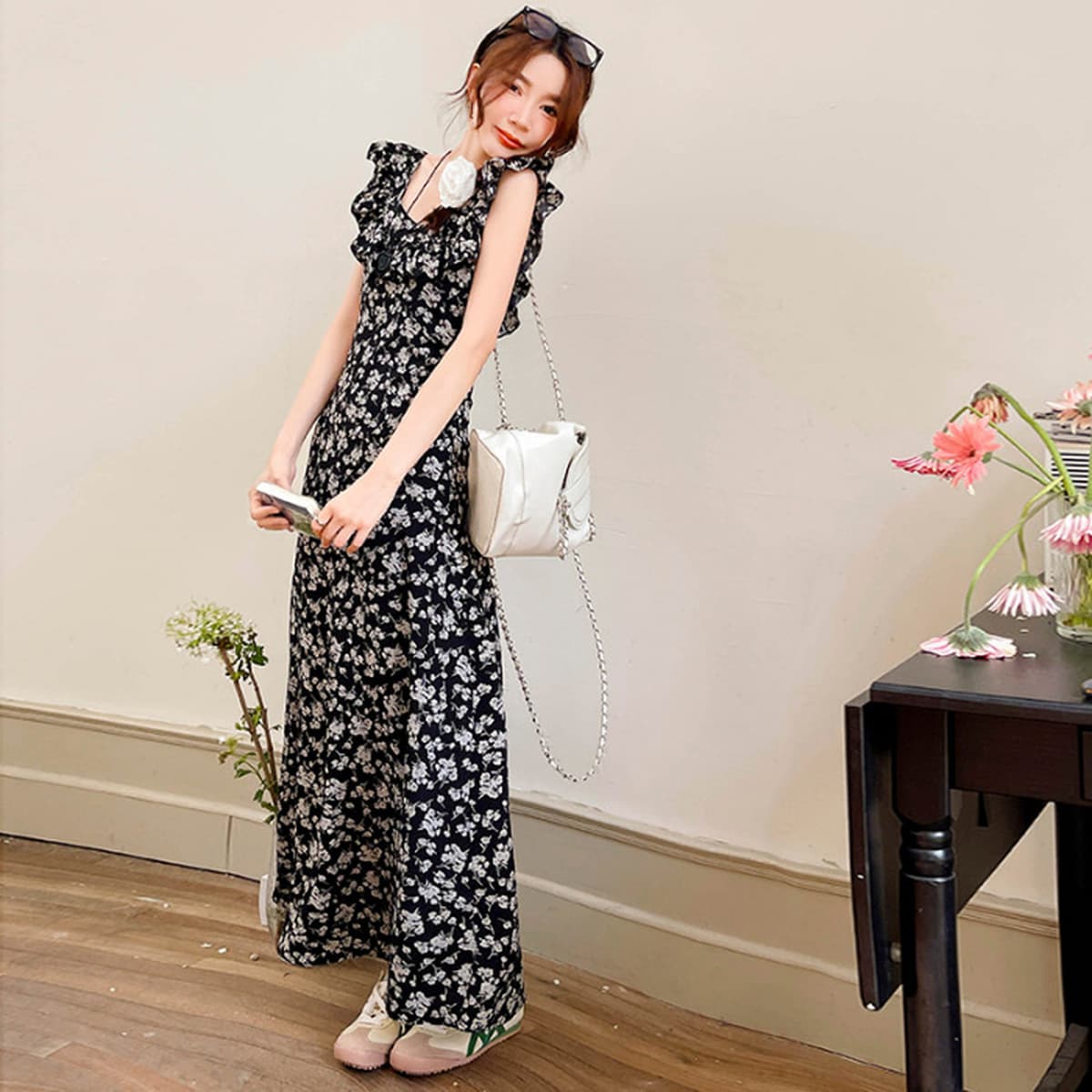 25-й день! Черное платье с цветочным принтом Rose Island, женственная утягивающая юбка средней длины с высокой талией и...