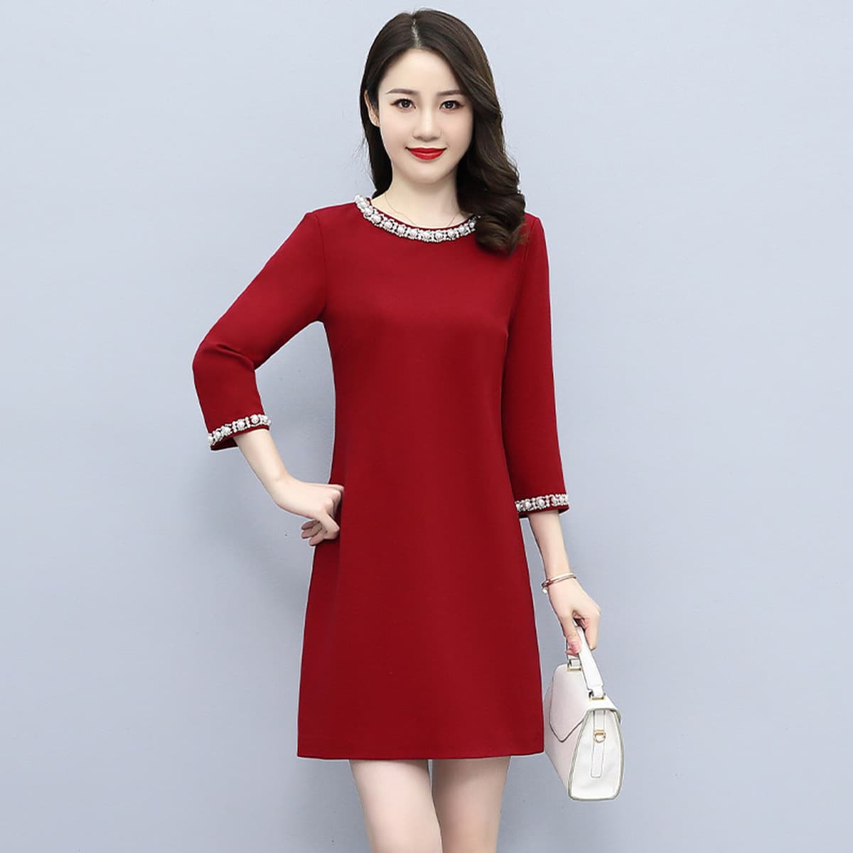 Красное платье мини, новая осенняя коллекция 2025 года, подходит для женщин, посещающих свадебные банкеты, элегантное платье...