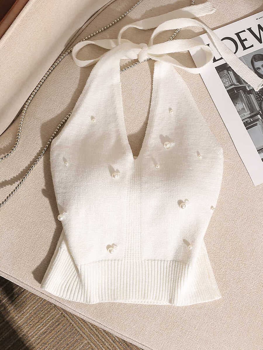 Горячая девушка тонкая шея с бисером, подтяжка, жилет, женский без спинки, дизайн без рукавов