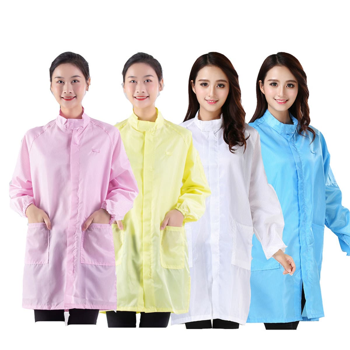 Антистатическое платье с воротником-стойкой, мужская и женская Электростатическая одежда на молнии, защитная чистая рабочая...