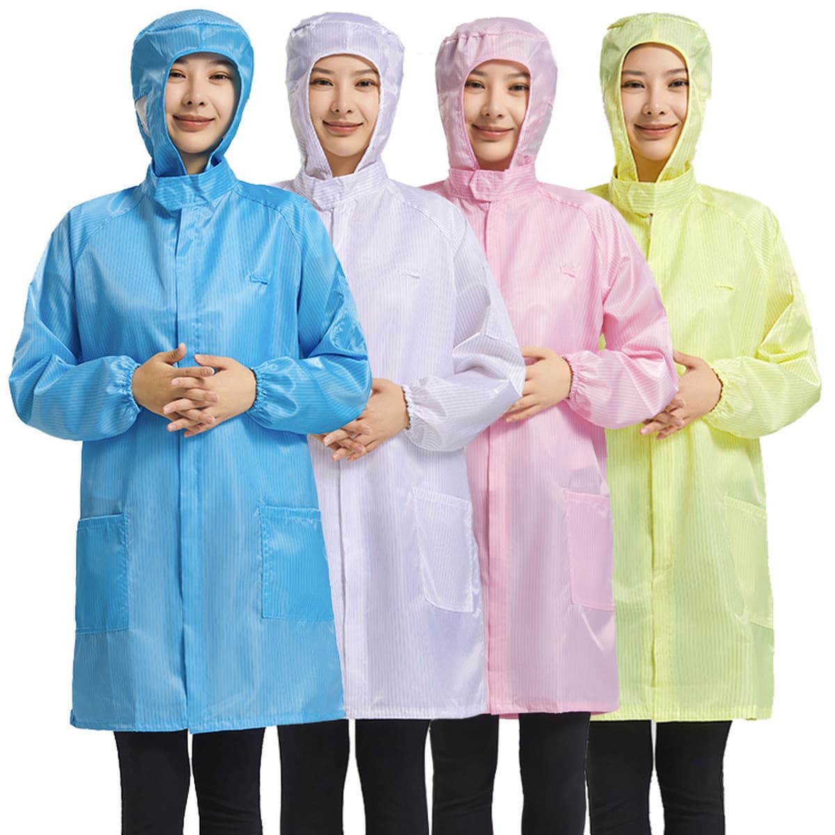 Антистатическое платье с воротником-стойкой, мужская и женская Электростатическая одежда на молнии, защитная чистая рабочая...