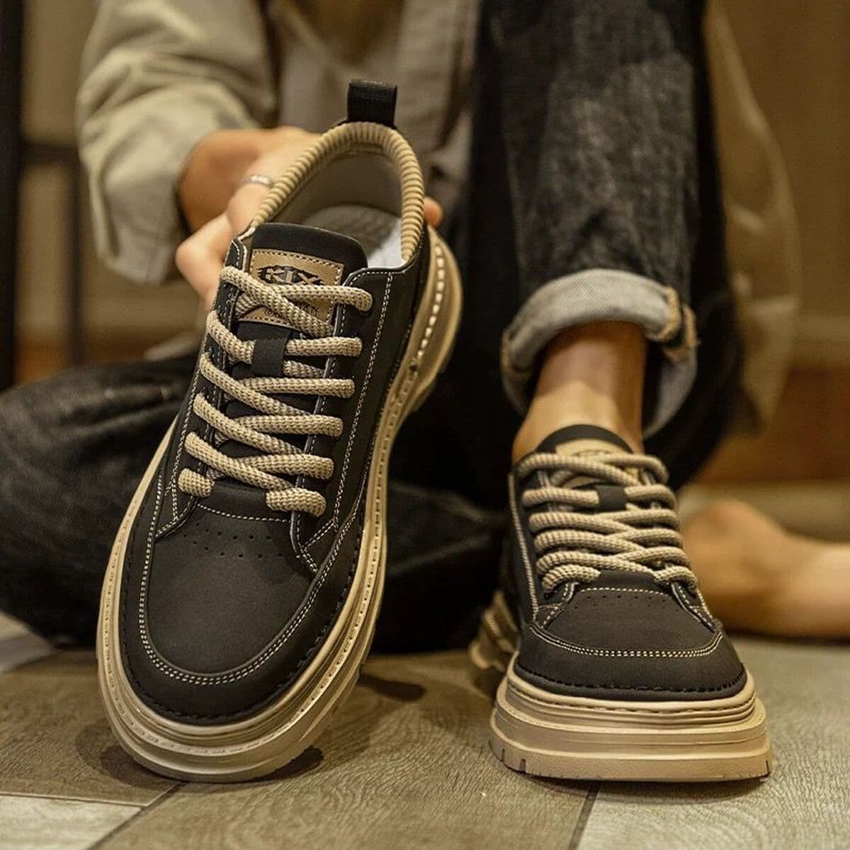 Мужские ботинки Мартин, высокие, осенне-зимняя новинка 2025 года, в британском стиле, ретро, средней высоты, увеличивающие...