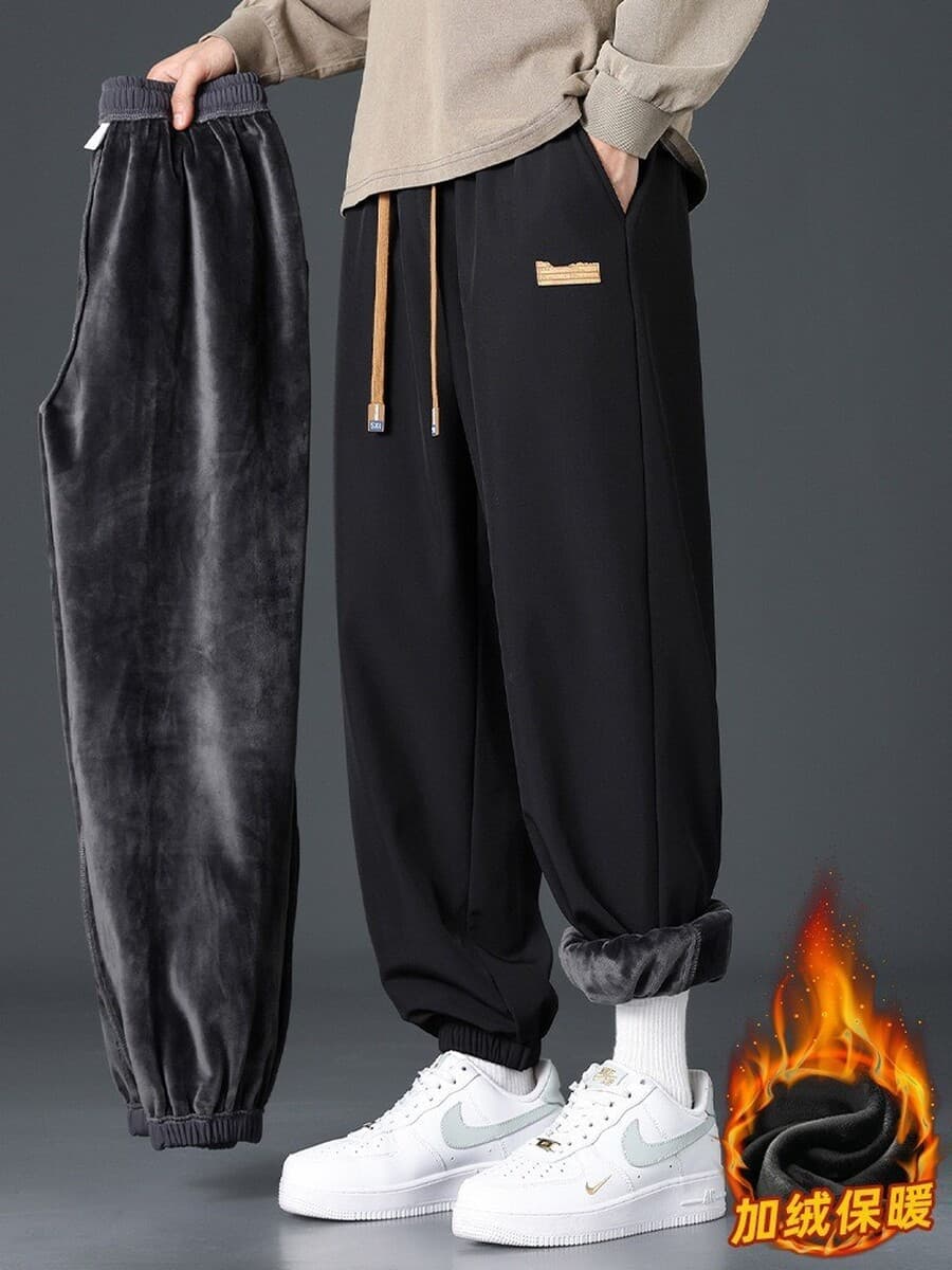 Мужские брюки на флисовой подкладке, новые хлопковые брюки осень-зима 2025, модные брендовые спортивные джоггеры, мужские...