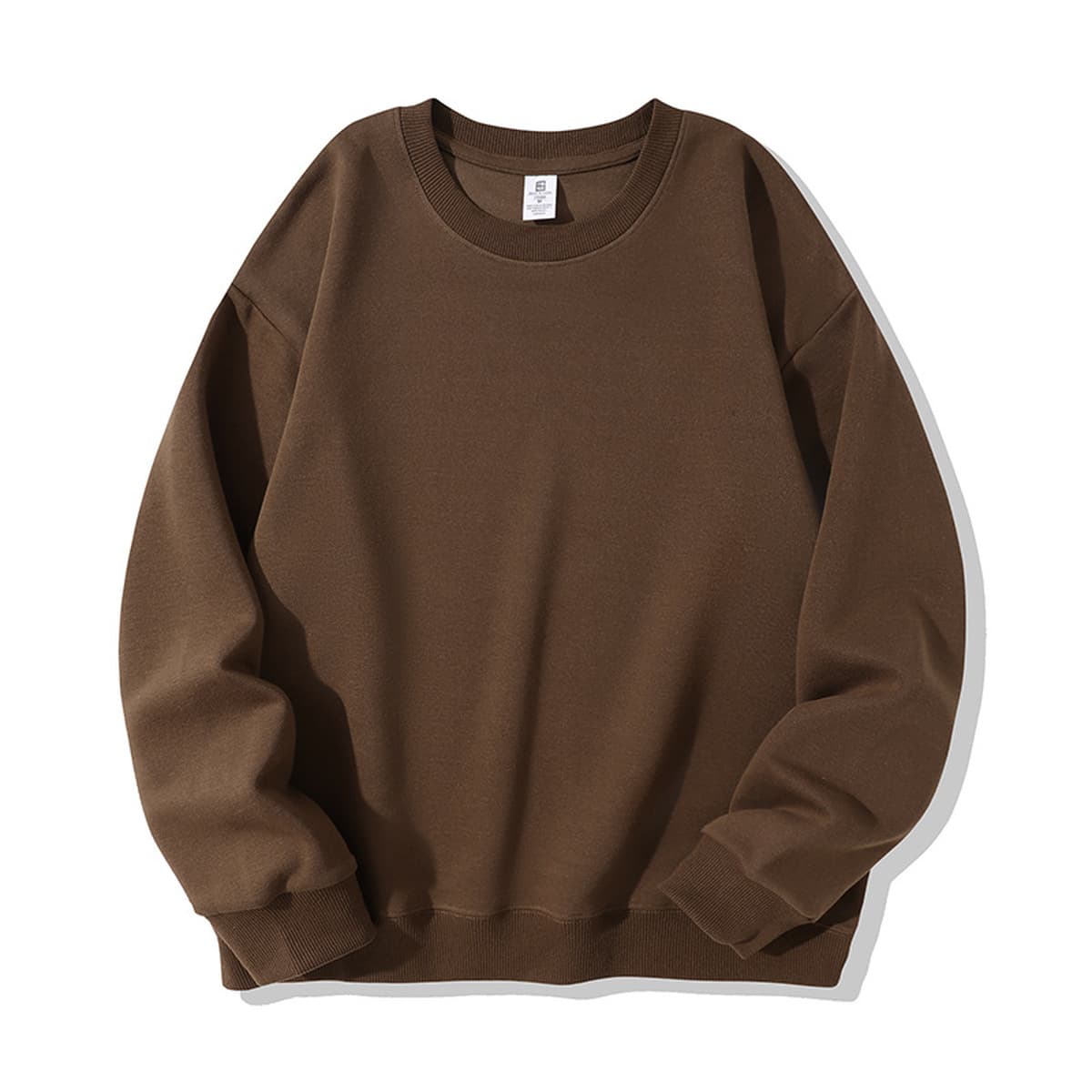 420G тяжелый свитер мужской осенний и зимний круглый воротник из чистого хлопка свободный с длинными рукавами сплошной цвет...