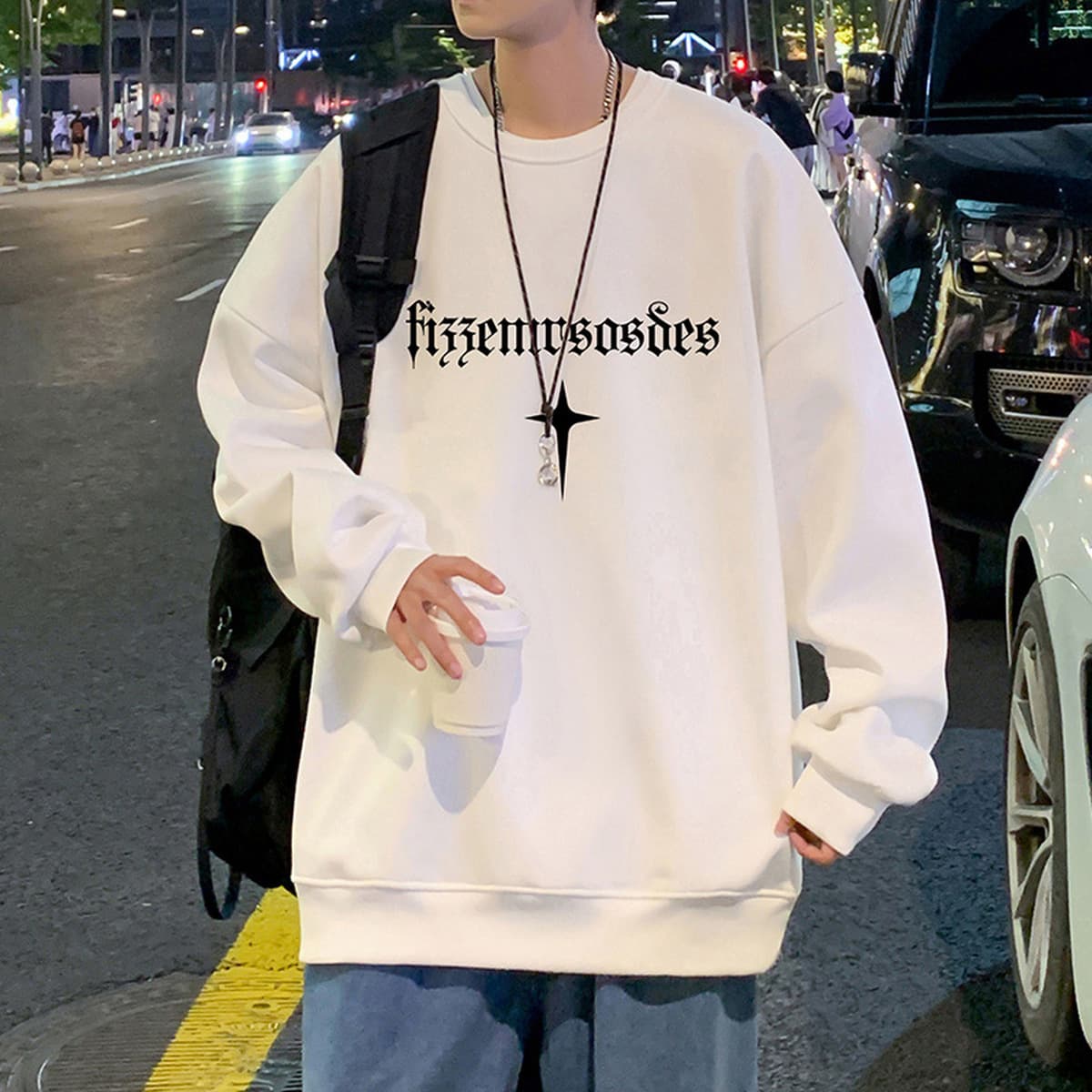 Толстовка с круглым воротником мужской осенью и зимой