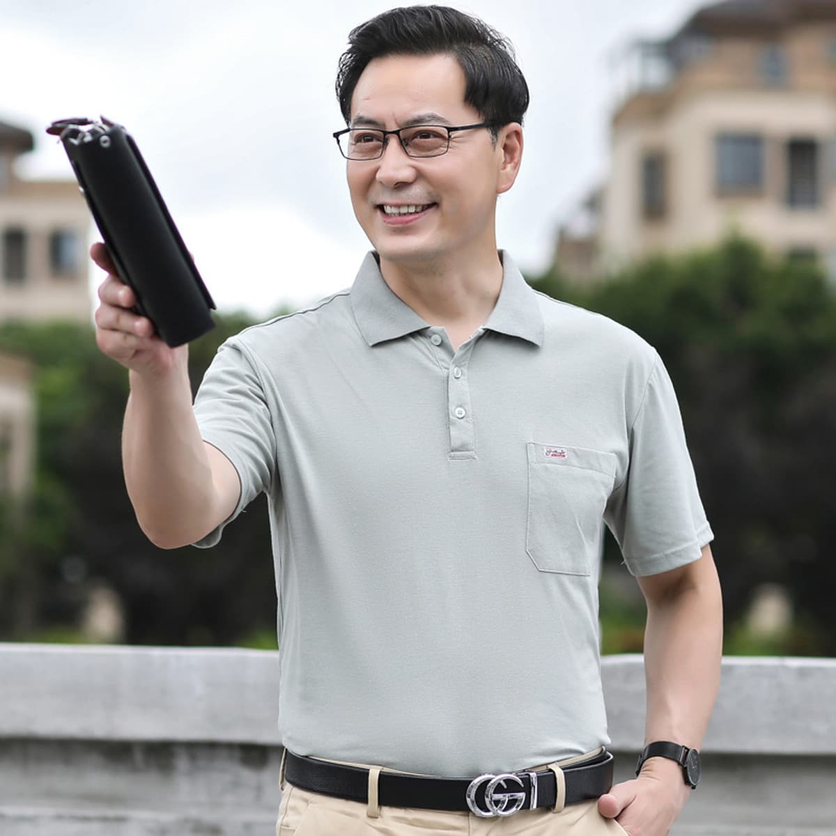 Новая красная одежда для папы среднего возраста, мужская летняя одежда, этот год жизни, футболка с коротким рукавом для...