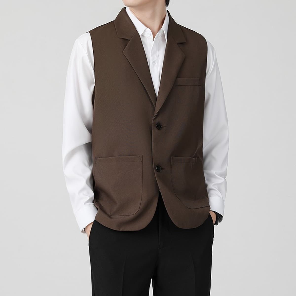 Нишевые жилеты Мужские жилеты Жилеты Куртки с воротником Тенденции Куртки дикие черные повседневные сюртуки