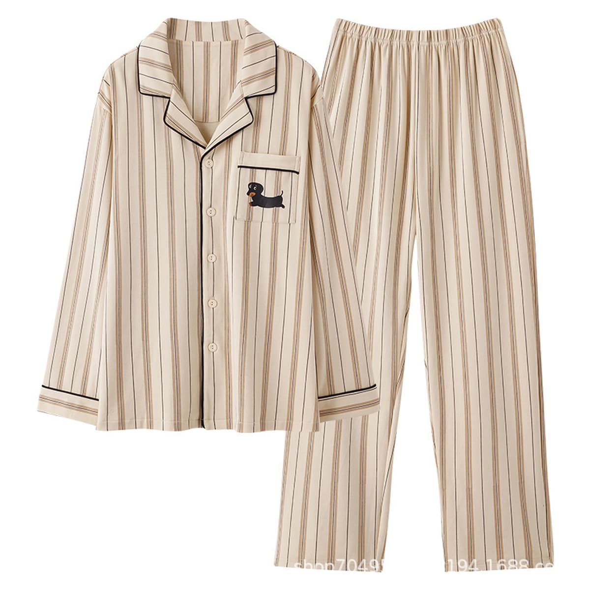 Высококачественная хлопчатобумажная пижама мужская весна и осень с длинными рукавами