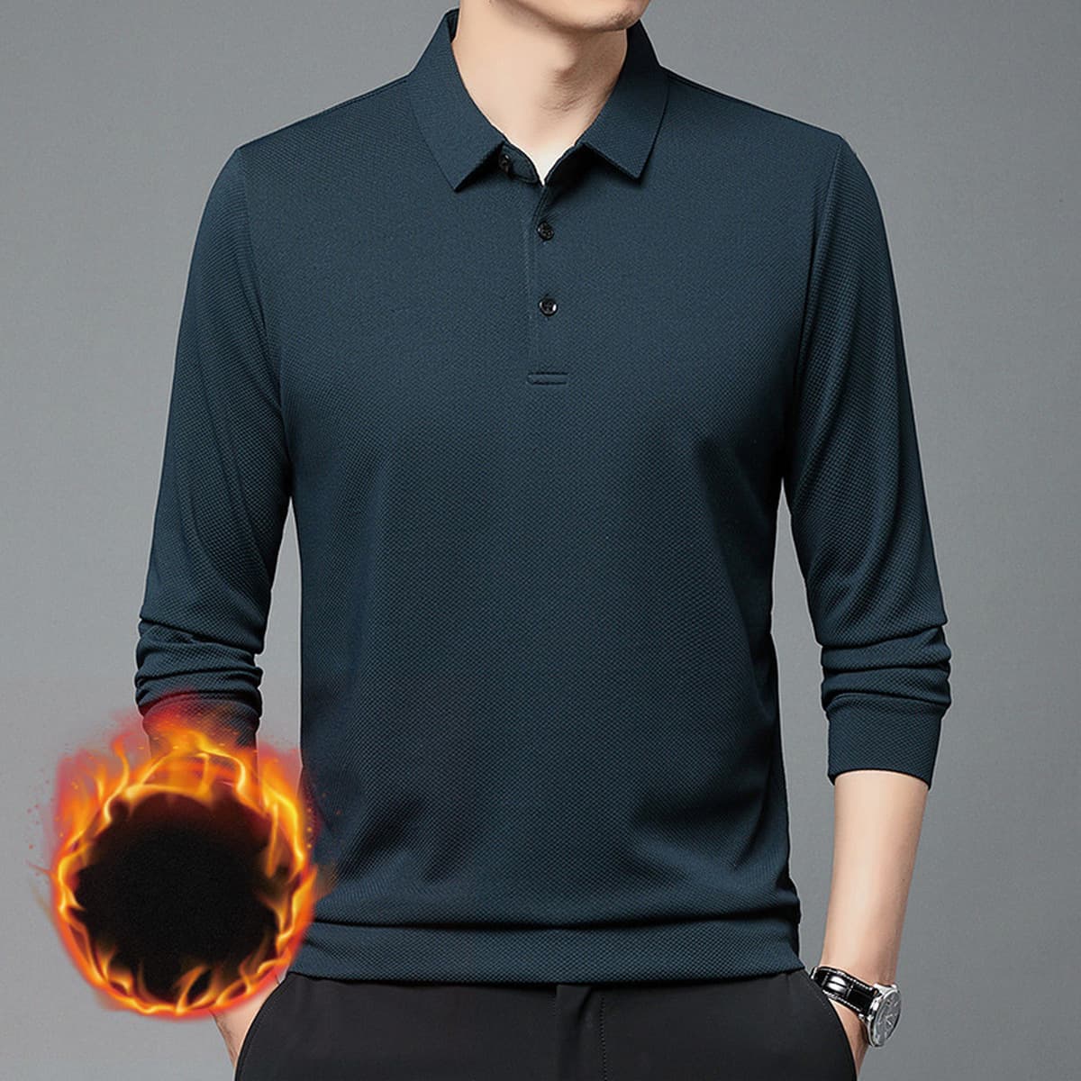 Новая утолщенная Мужская Повседневная деловая рубашка-Поло В президентском стиле на флисовой подкладке, бутик, Мужская...