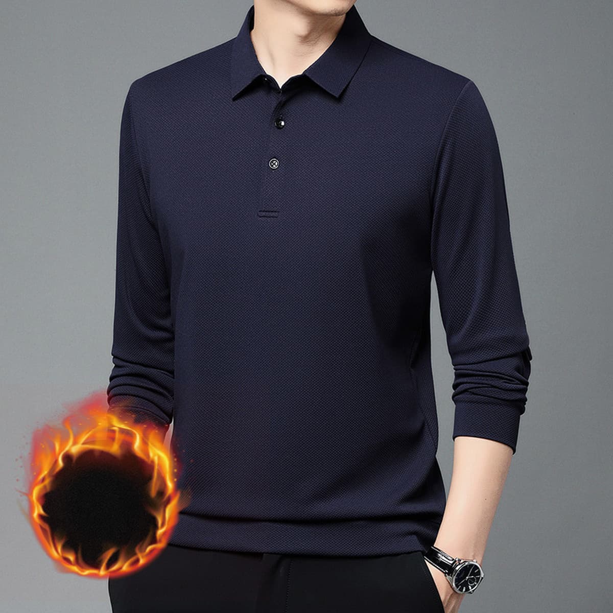 Новая утолщенная Мужская Повседневная деловая рубашка-Поло В президентском стиле на флисовой подкладке, бутик, Мужская...