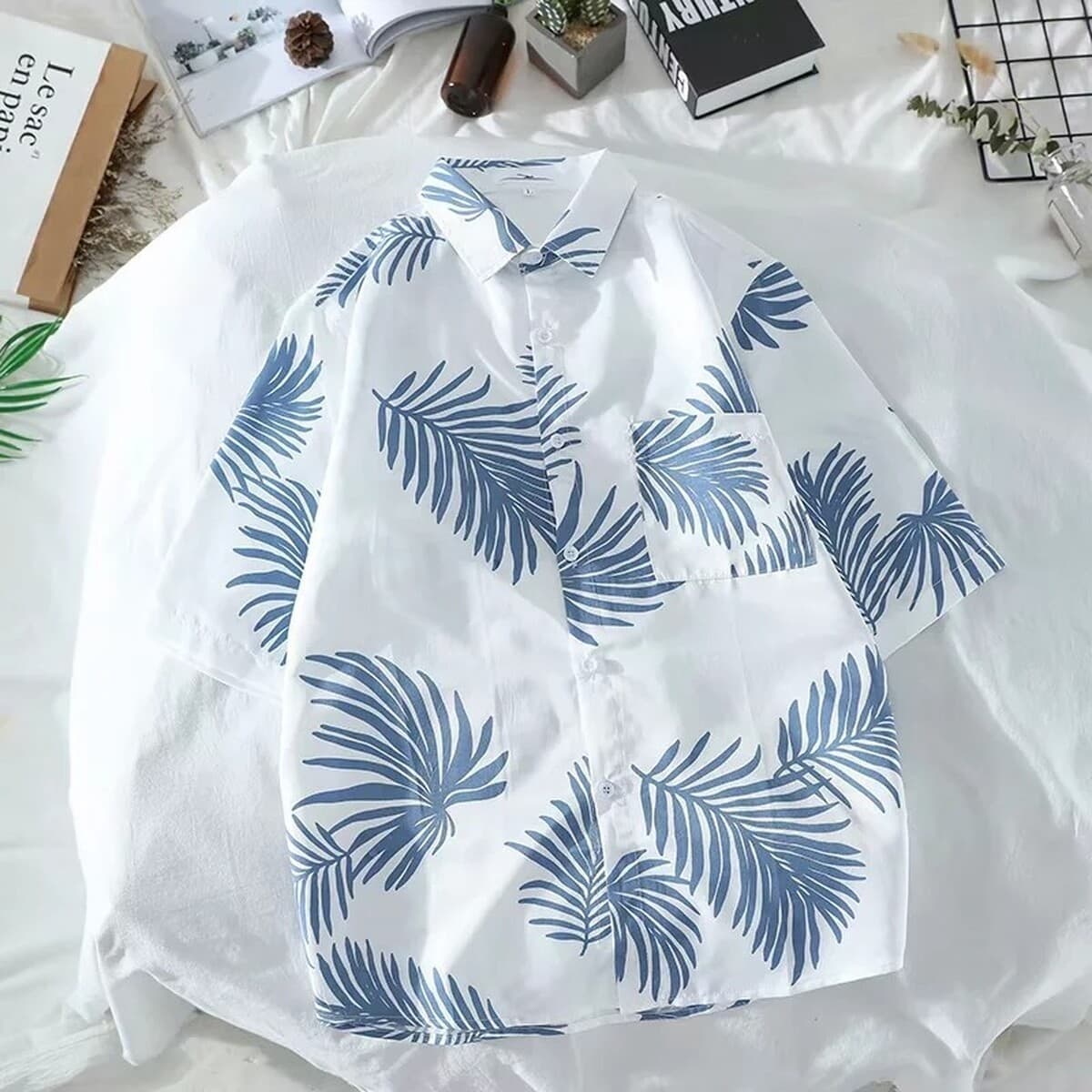 Новая рубашка с цветочным принтом, мужская свободная студенческая рубашка с короткими рукавами, модная рубашка с цветочным...