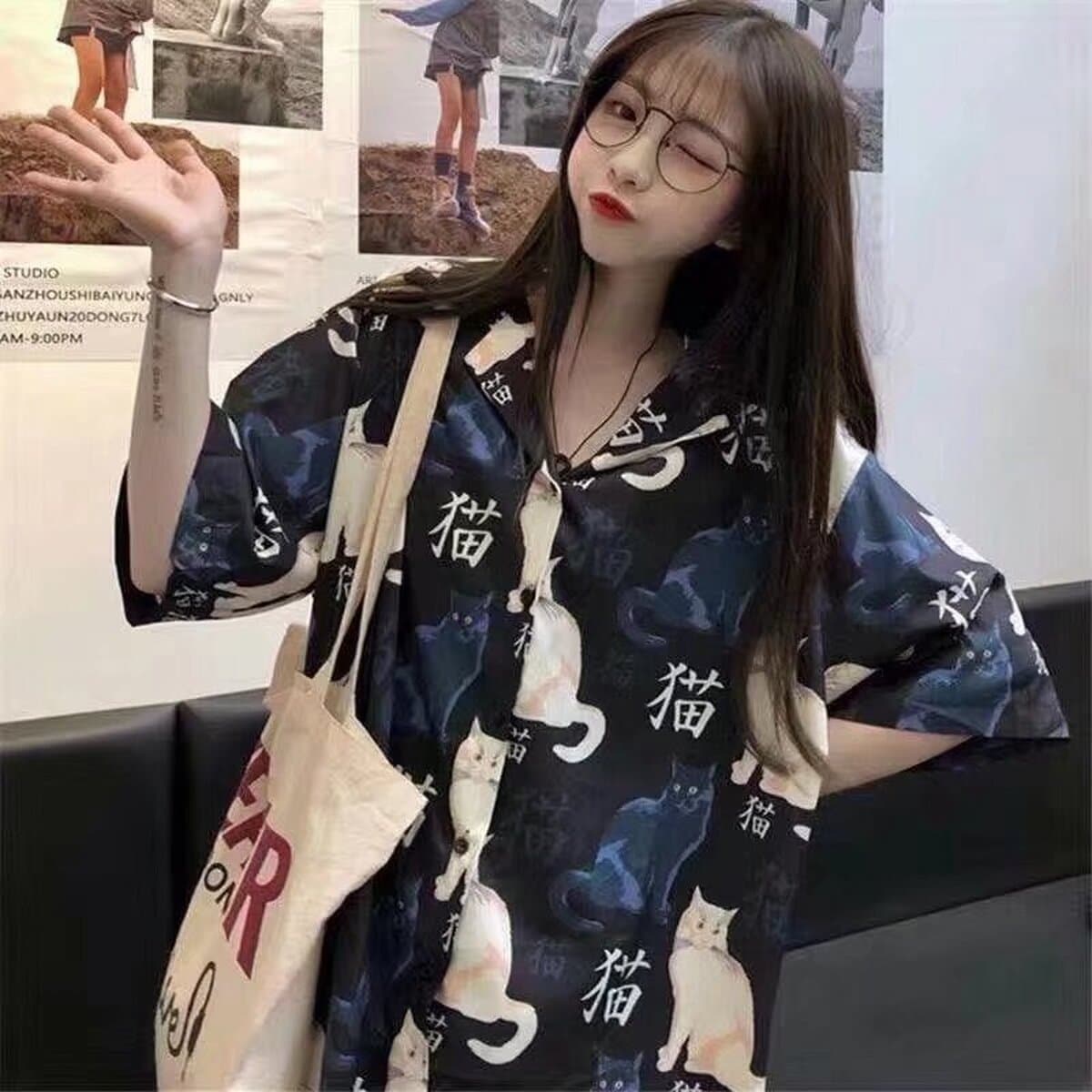 Новая рубашка с цветочным принтом, мужская свободная студенческая рубашка с короткими рукавами, модная рубашка с цветочным...