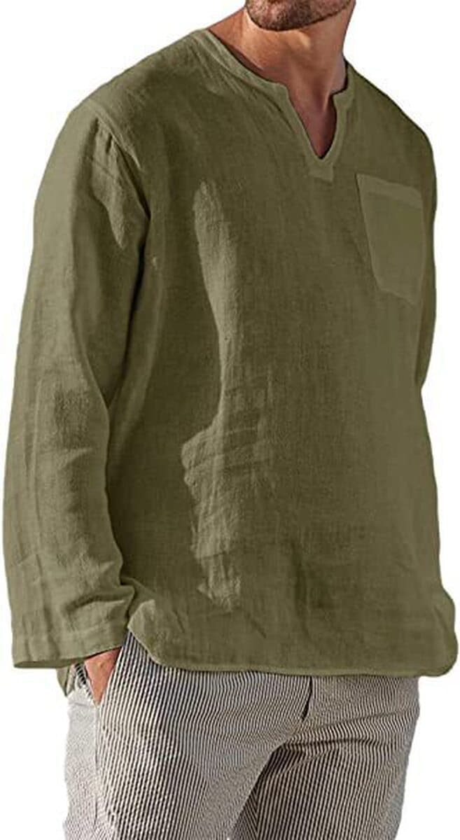 2022 Amazon Wish Independent Station Лидер продаж мужская Повседневная пляжная льняная рубашка с длинным рукавом и...