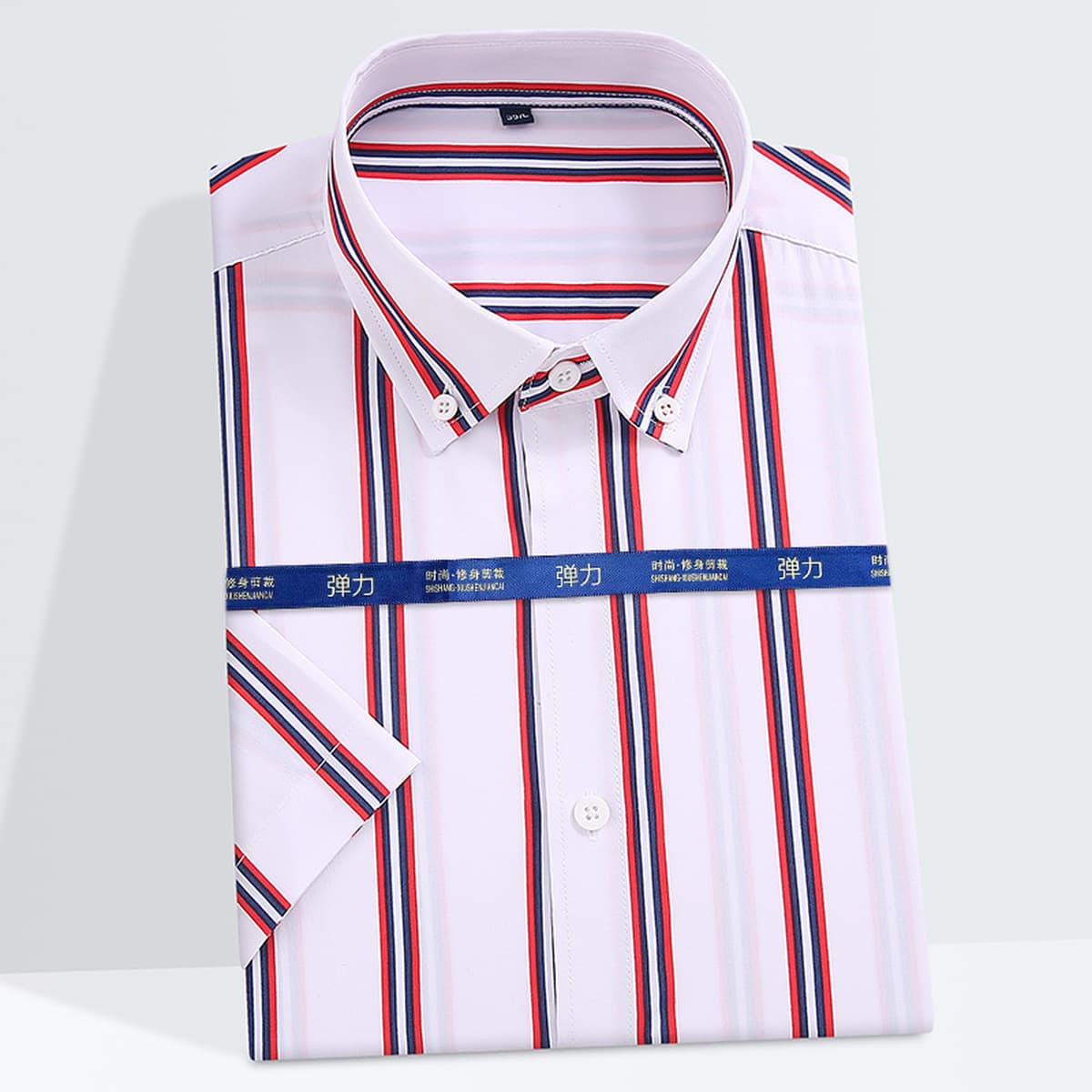 Летняя новая молодежная мужская полосатая рубашка с короткими рукавами бизнес повседневная рубашка тренд дикая пляжная...