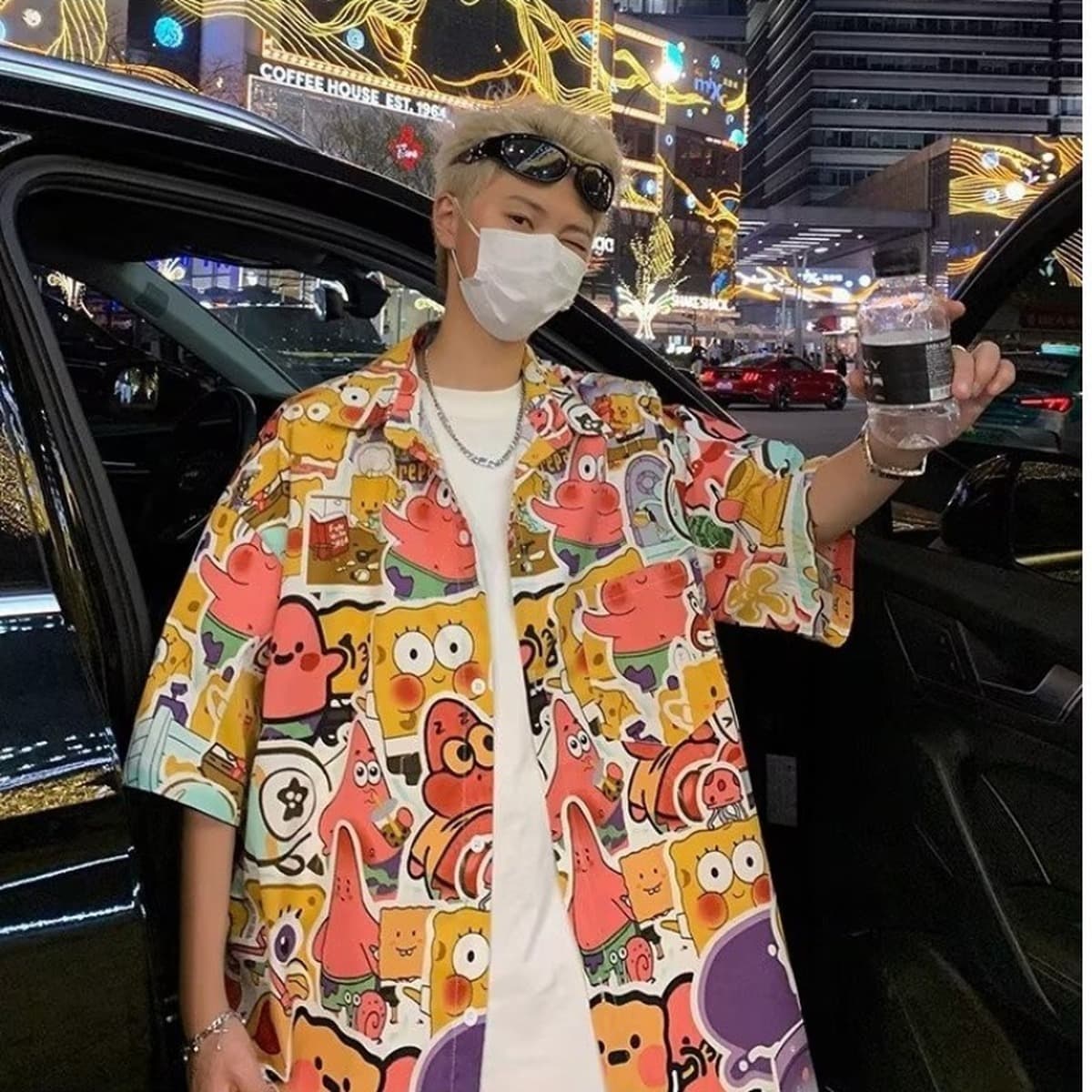 Мужская рубашка с гавайским цветочным принтом, короткий рукав, из ледяного шелка, модная пляжная рубашка, летняя тонкая...