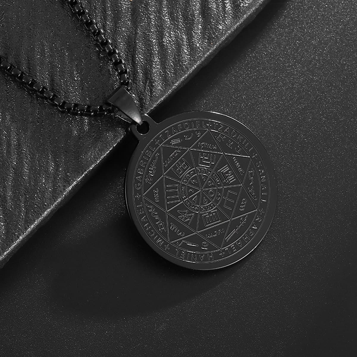 Подвеска "Семь ангелов" с магическим массивом, религиозный тотем, рунический знак, круглое мужское ожерелье из нержавеющей...
