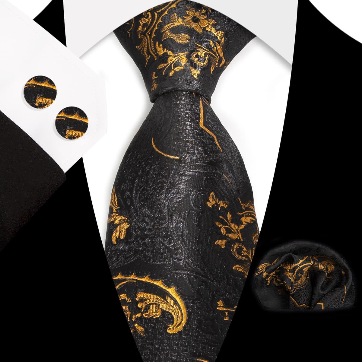 Мужской галстук карман Квадратные запонки костюм Деловое платье Винтаж 8,5 см жаккардовый галстук Пейсли набор из 3 предметов