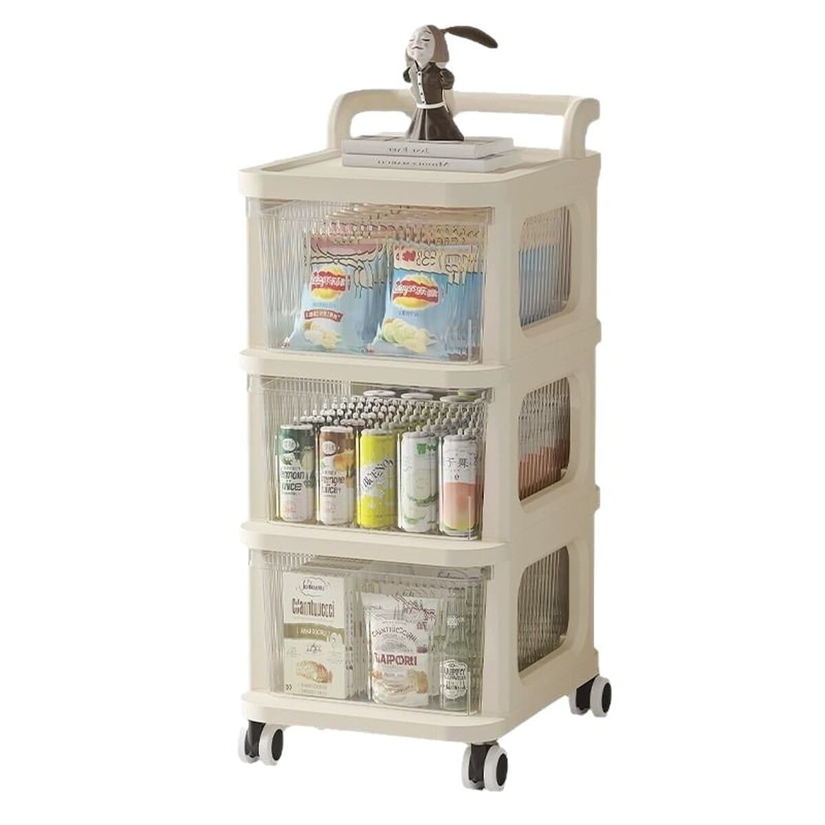 Тележка в кремовом стиле, прикроватная тумбочка для спальни, шкаф для хранения детских принадлежностей, съемная напольная...