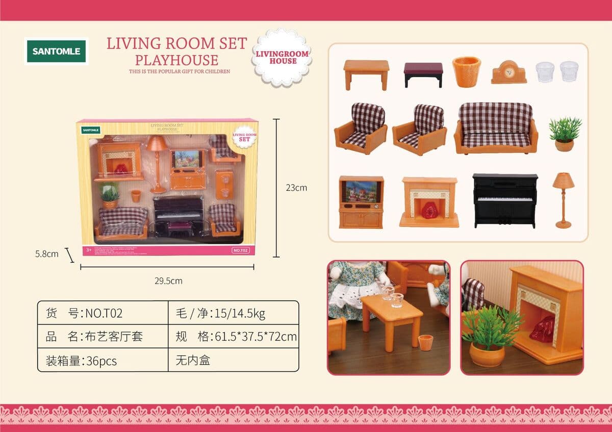 Детский дом Лесное семейное освещение Вилла Дом с животными Мини-кролик Кукольный домик Кухня Собранные игрушки