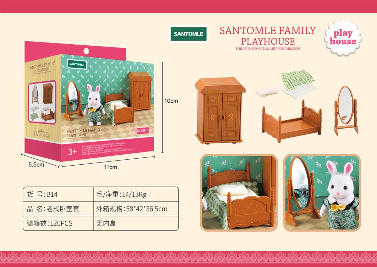 Детский дом Лесное семейное освещение Вилла Дом с животными Мини-кролик Кукольный домик Кухня Собранные игрушки