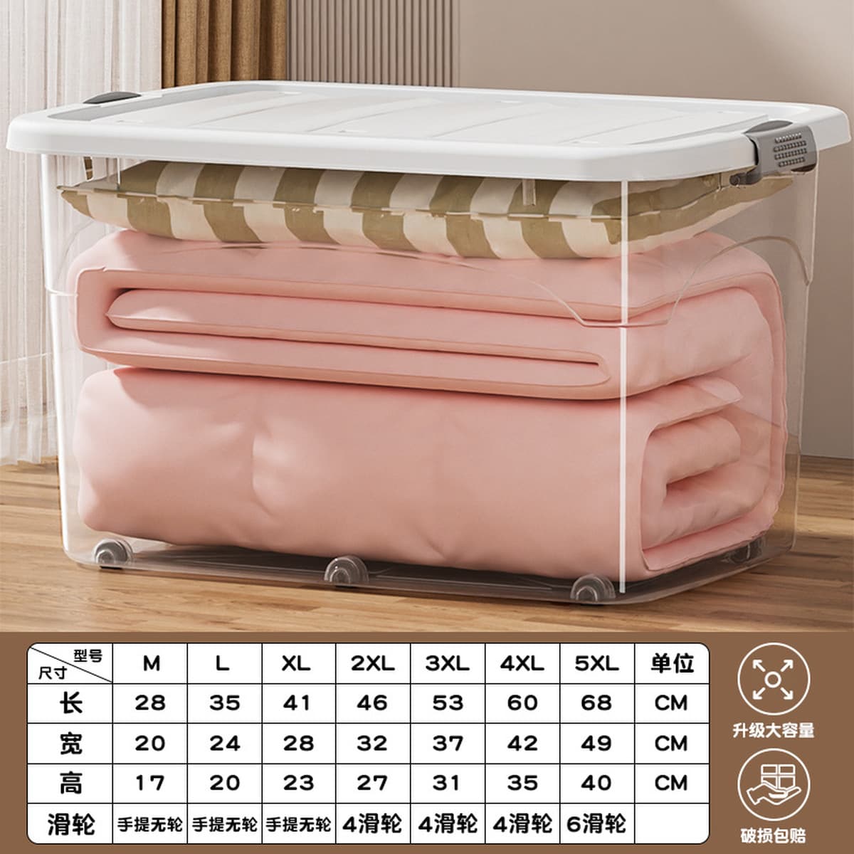 Прозрачный пластиковый органайзер для хранения, утолщенный ящик для хранения, бытовая одежда, одеяло, игрушки, книги, очень...