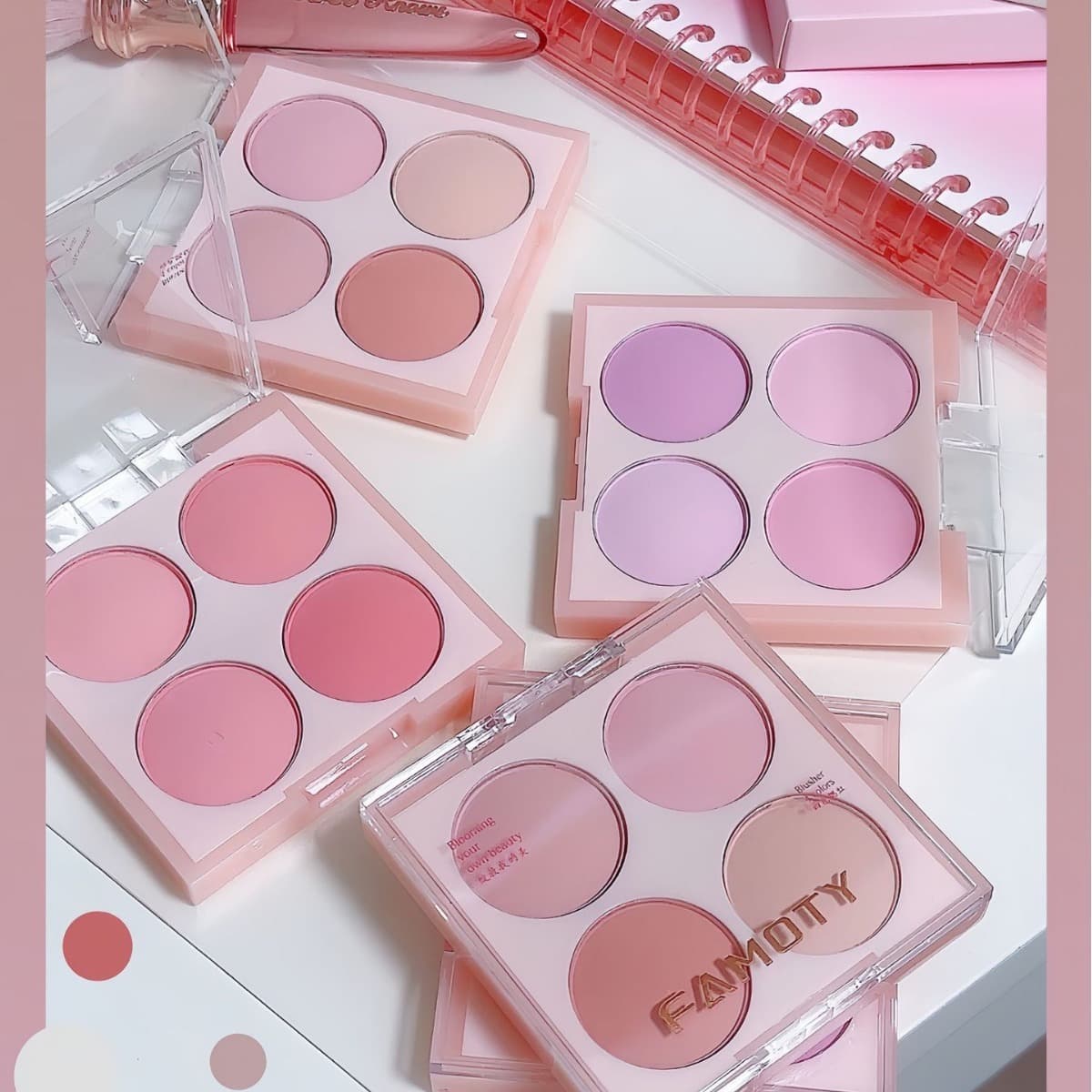 FAMOTY Четырехцветные Румяна для девочек градиент водостойкий краситель без головокружения простой в использовании белый...