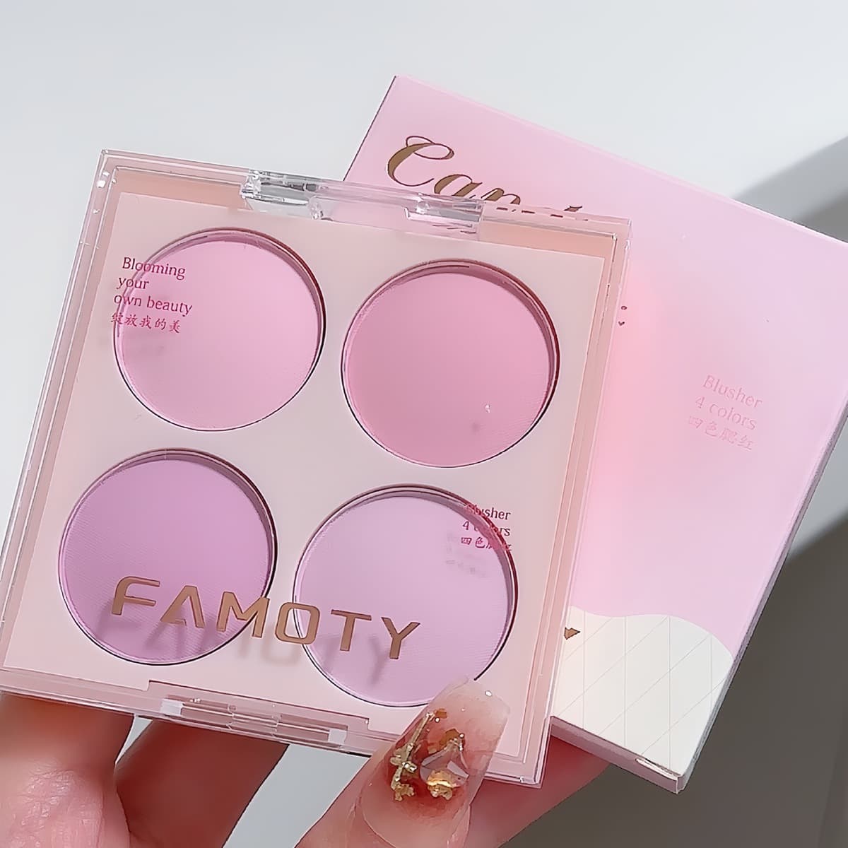 FAMOTY Четырехцветные Румяна для девочек градиент водостойкий краситель без головокружения простой в использовании белый...