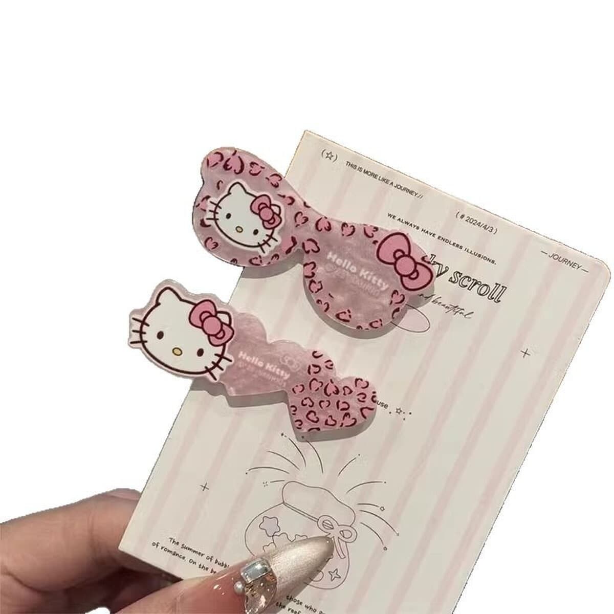 Милый розовый леопардовый принт KT Cat заколка для волос Сладкая девушка ложка вилка