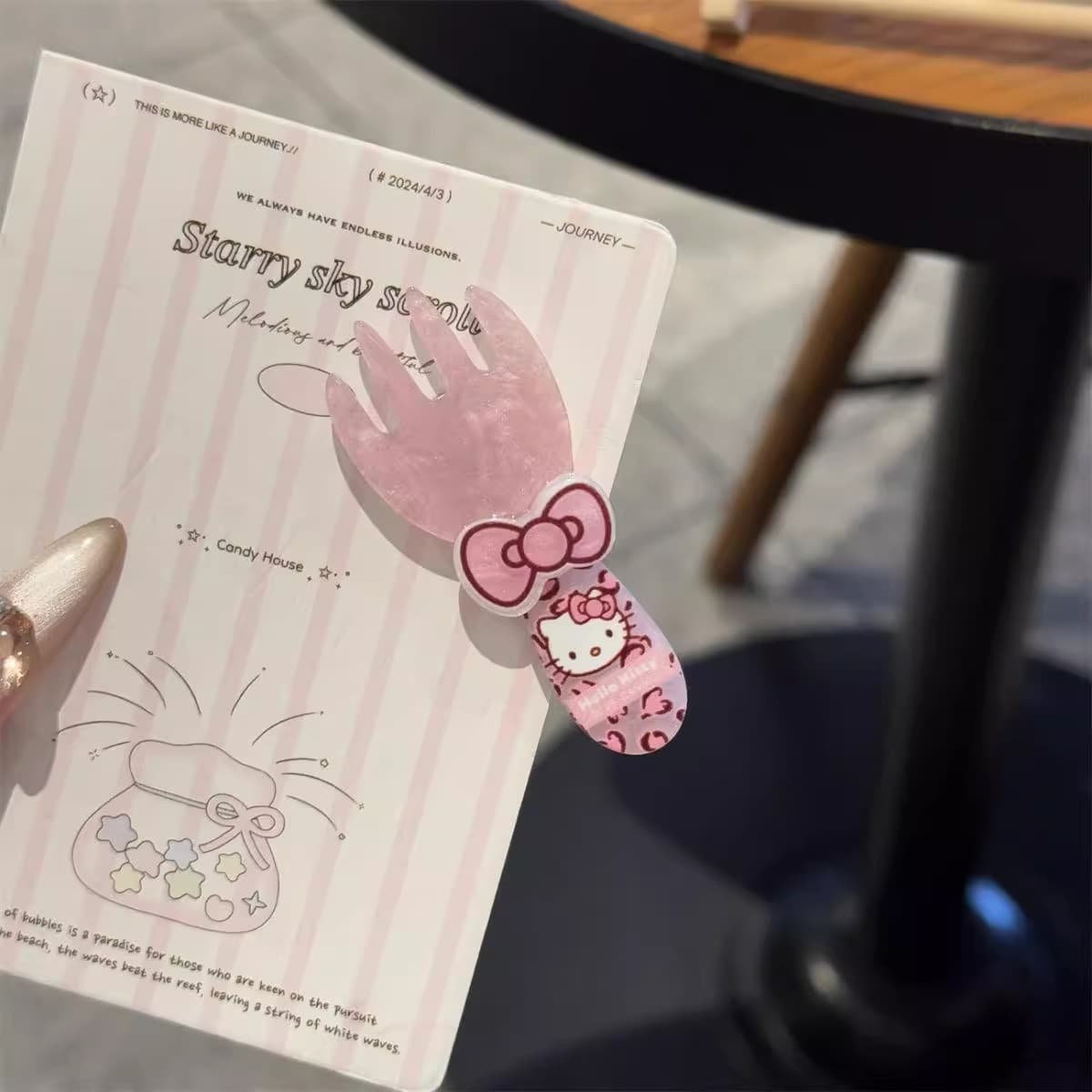 Милый розовый леопардовый принт KT Cat заколка для волос Сладкая девушка ложка вилка